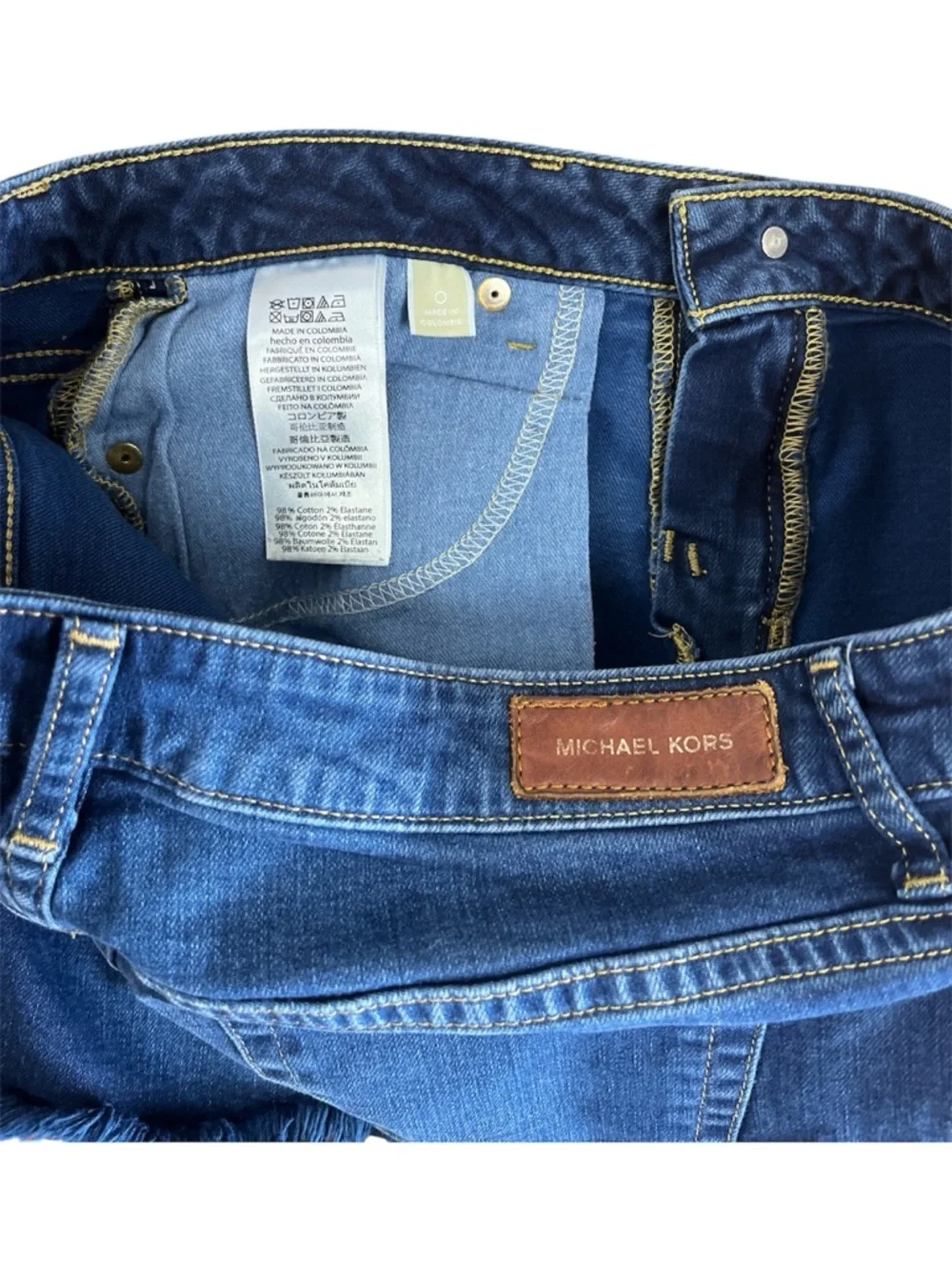 Michael Kors Bright Blue Denim Frayed Hem Women's Shorts